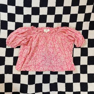 the great garland off the shoulder puff sleeves pink top size 0